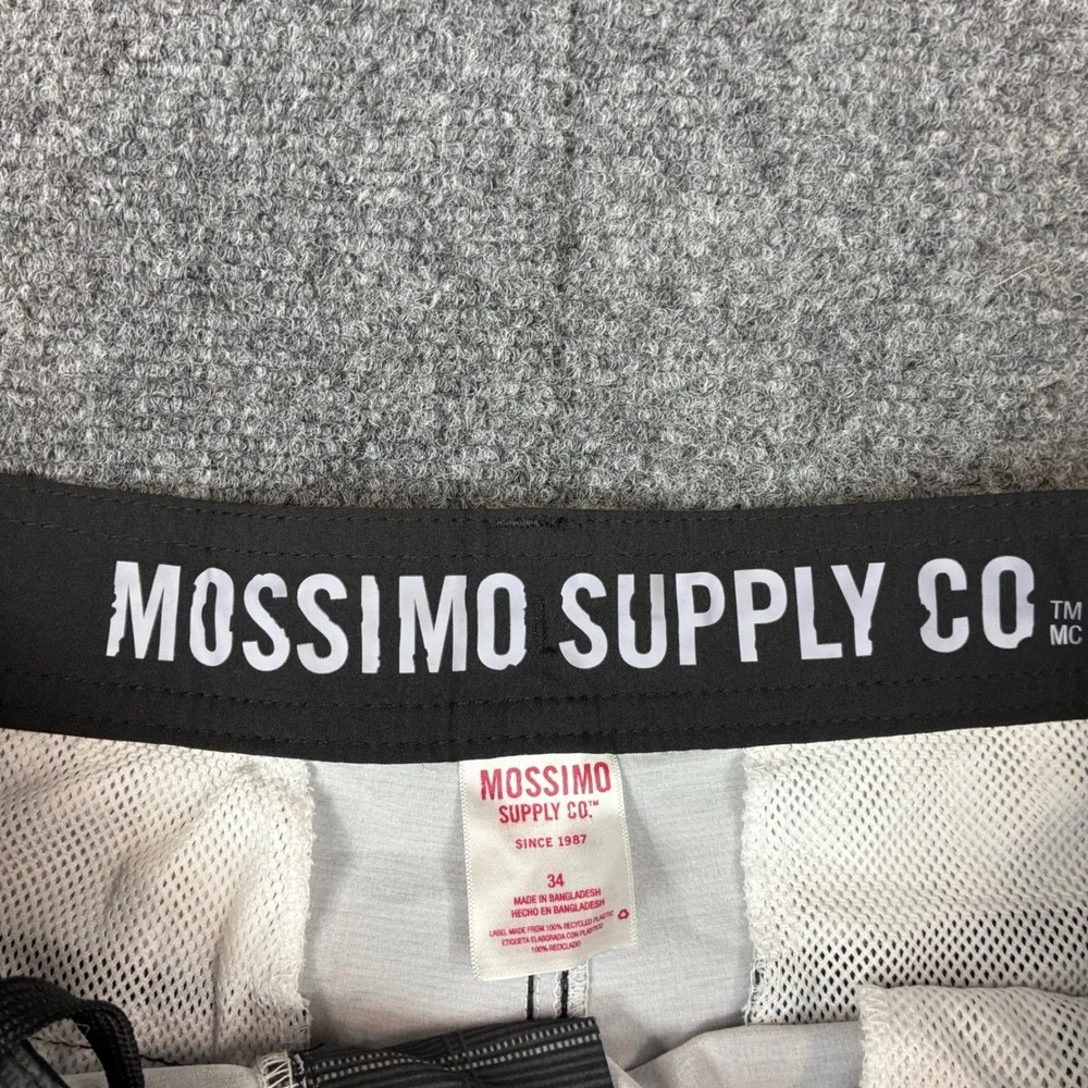 Mossimo Supply Co Mens Gray Plaid Hybrid Shorts Size W34 Board Shorts Drawstring